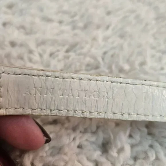 Ann Taylor White Leather and Chain Ribbon Belt M - Picture 4 of 7